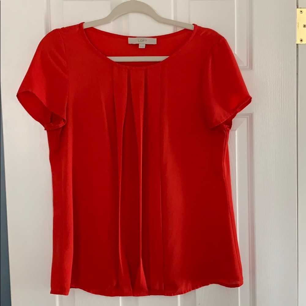 LOFT Red pleated shirt